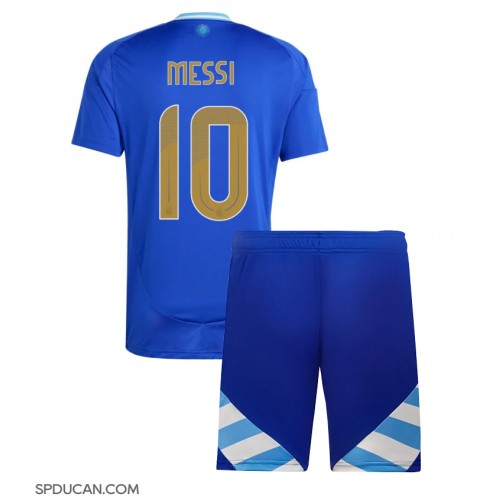 Dječji Nogometni Dres Argentina Lionel Messi #10 Gostujuci Copa America 2024 Kratak Rukav (+ Kratke hlače)